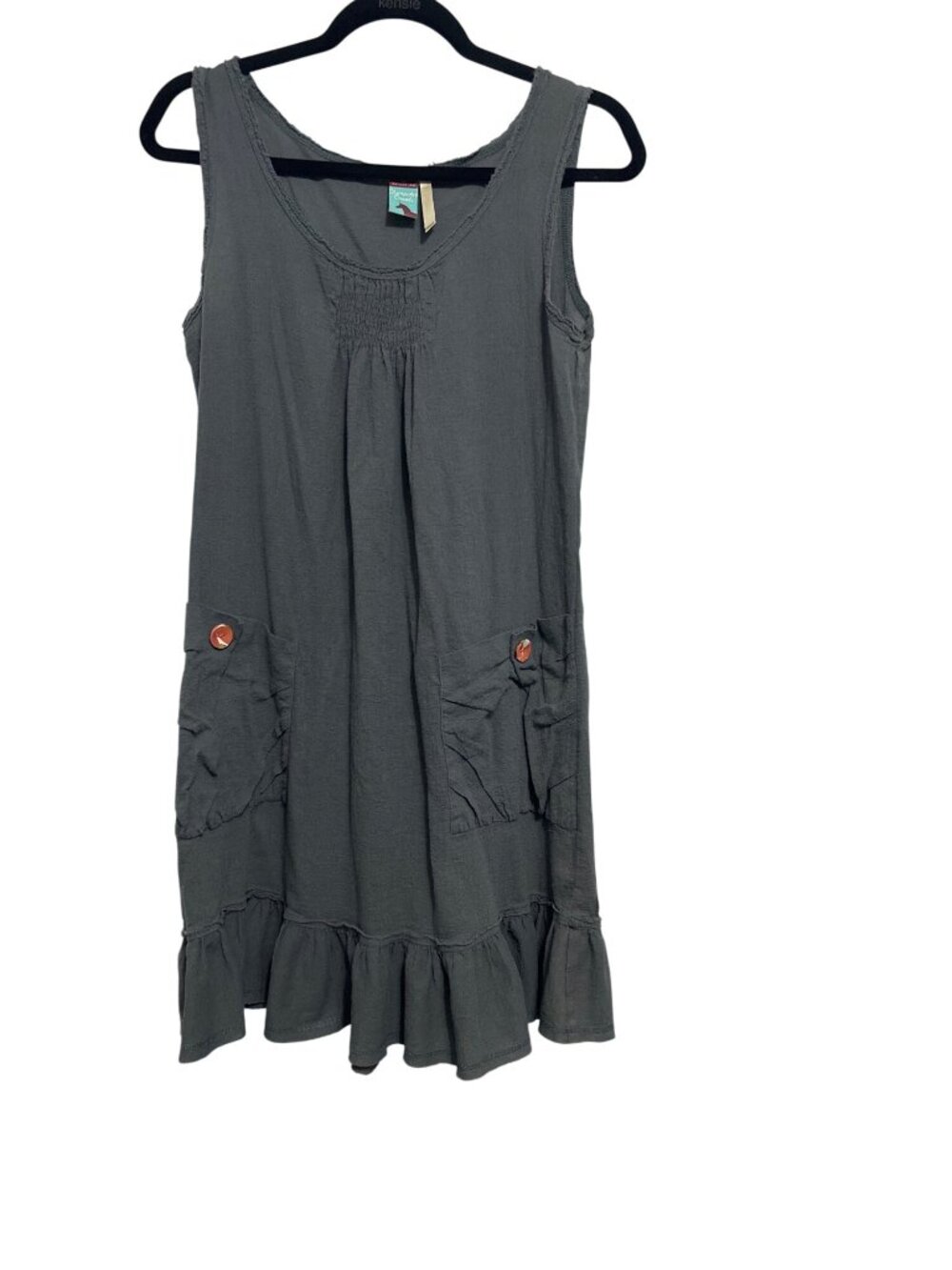 Matilda Jane Womens Gray Sleeveless Ruffle Hem Dress With Pockets Size M